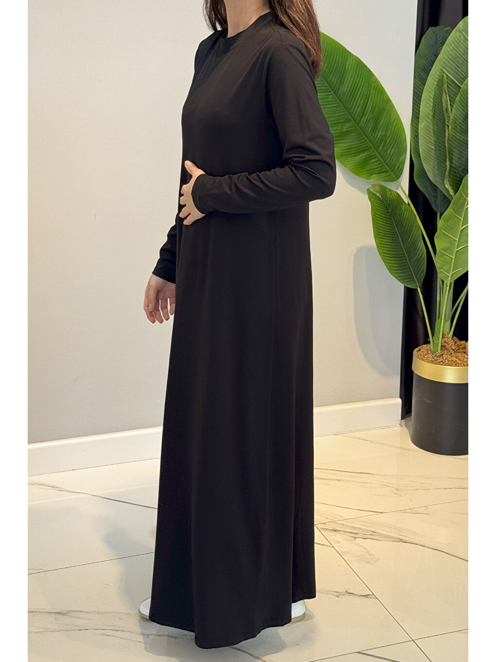 Basic Uzun Kol Elbise 2059 Siyah-1