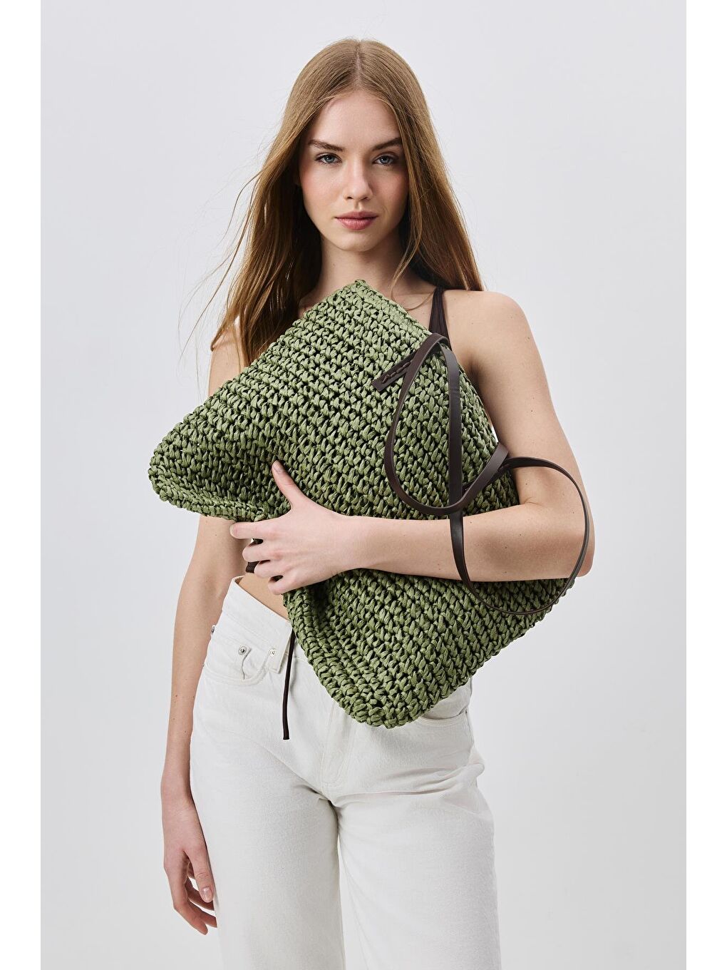 Hasır Omuz Çantası Y9204 Yeşil-1