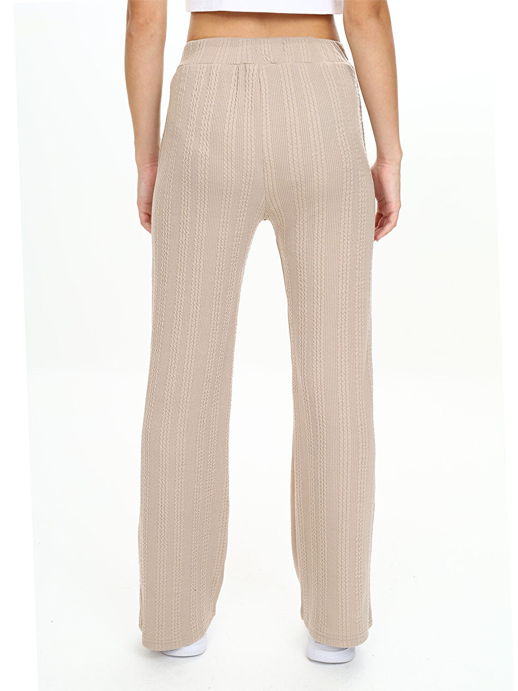 Kız Çocuk Boru Paça Bej Basic Eşofman Altı-1