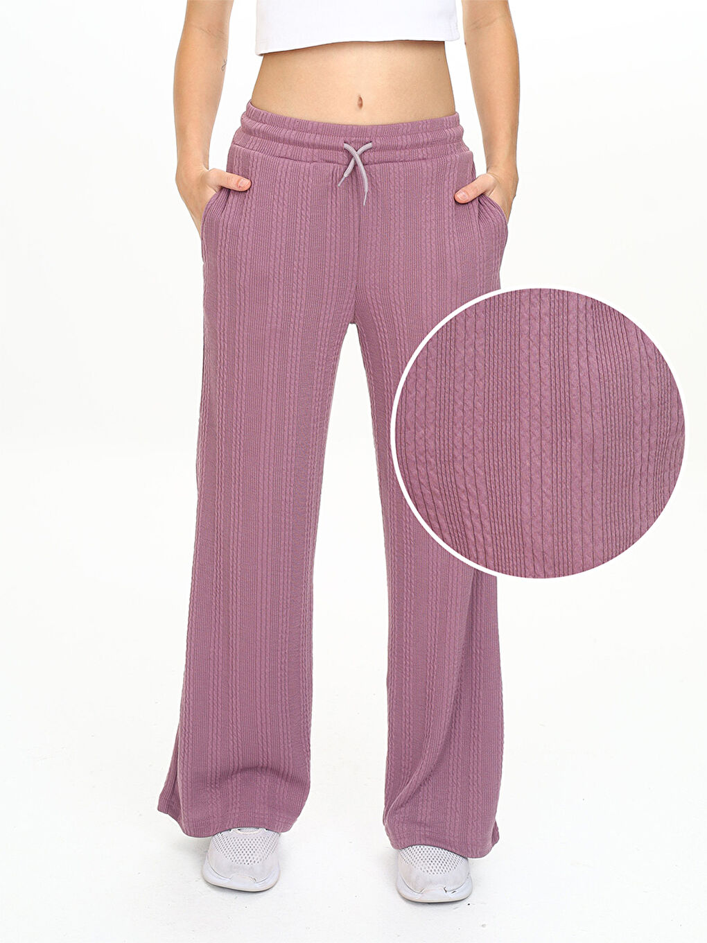 Karışık Kız Çocuk Geniş Paça Gül Basic Eşofman Altı