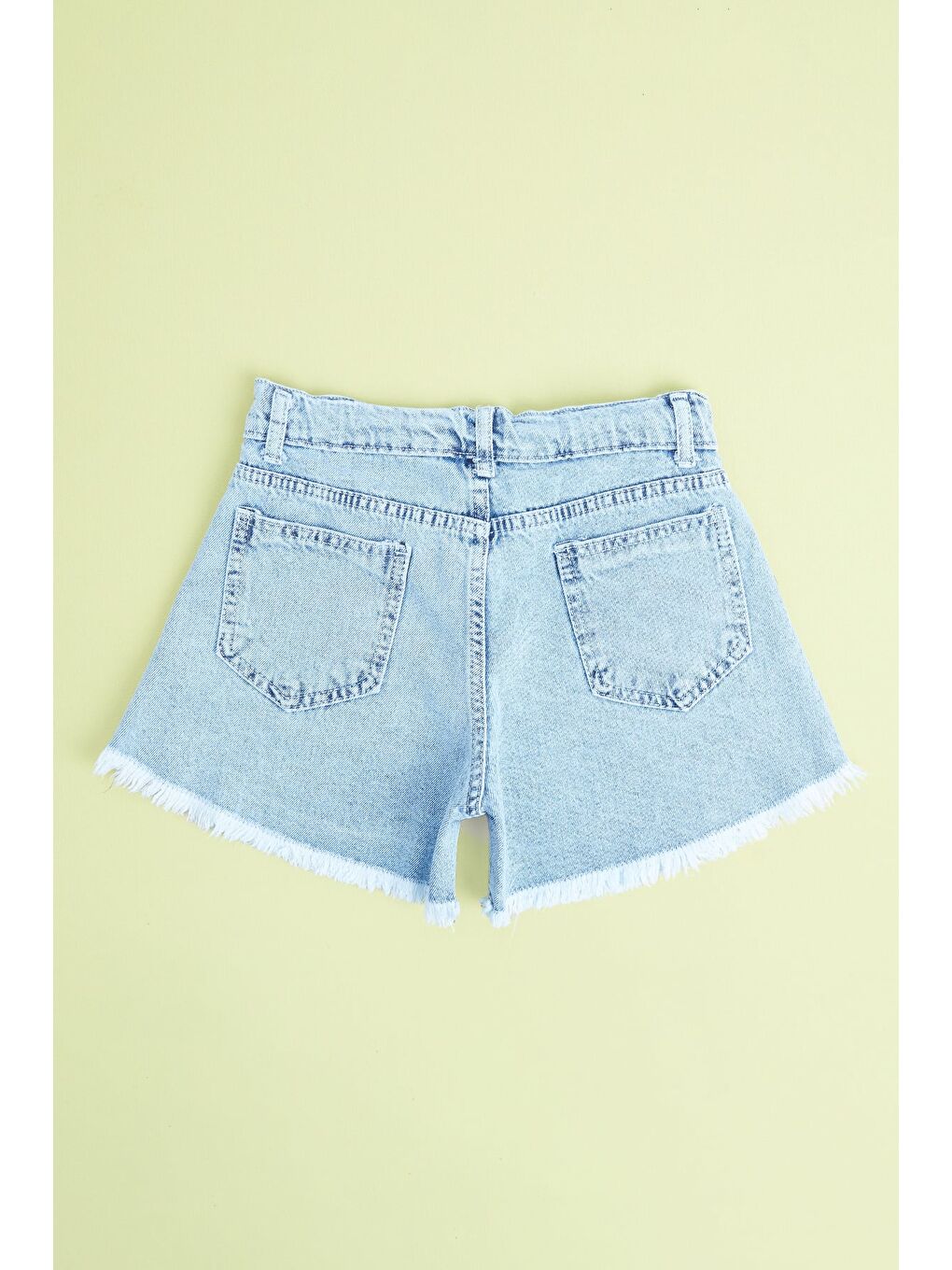 Mavi Yıldız Taşlı Püsküllü Kız Çocuk Şort-4