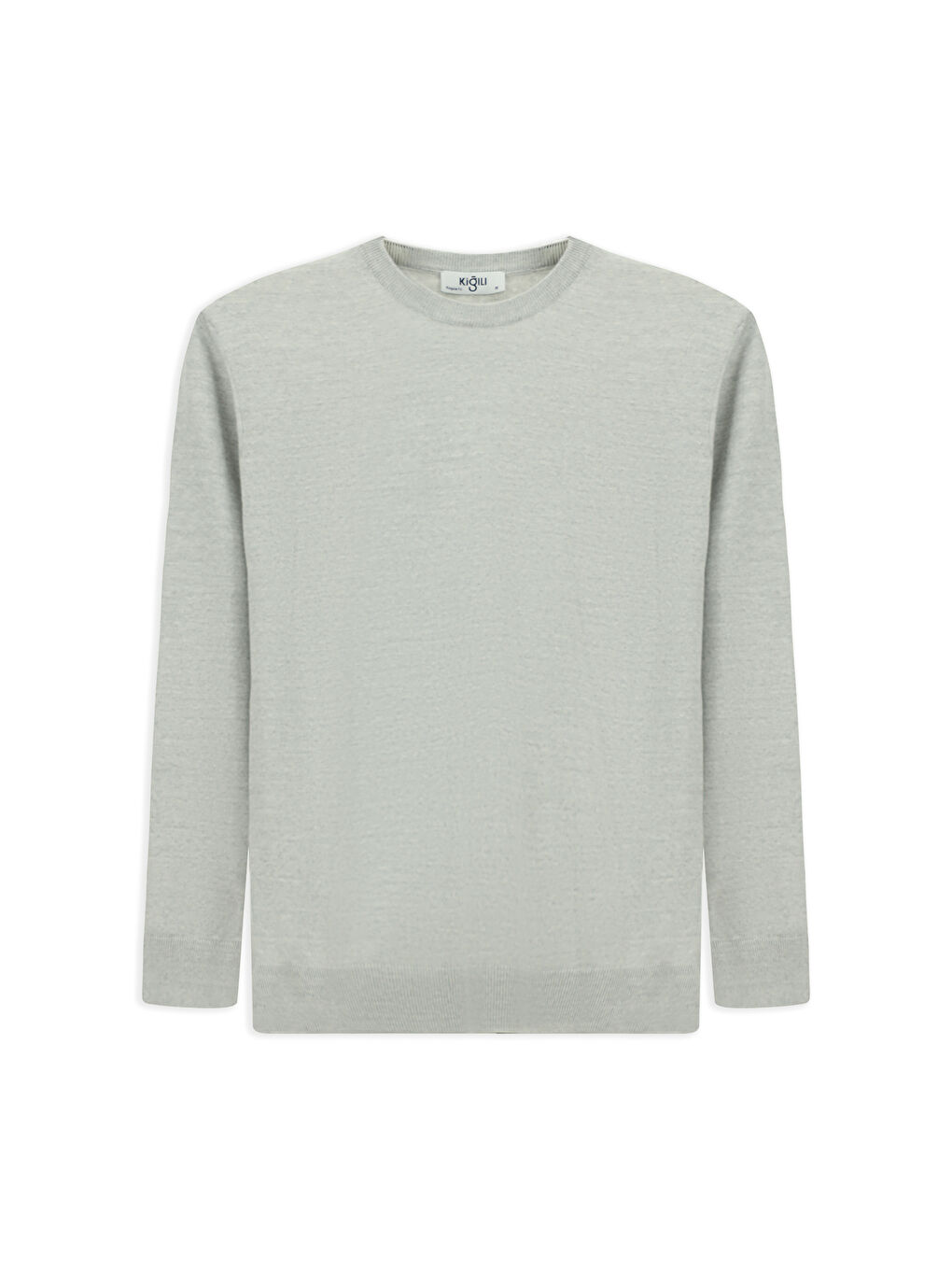 Gri Bisiklet Yaka Regular Fit Yünlü Triko Kazak