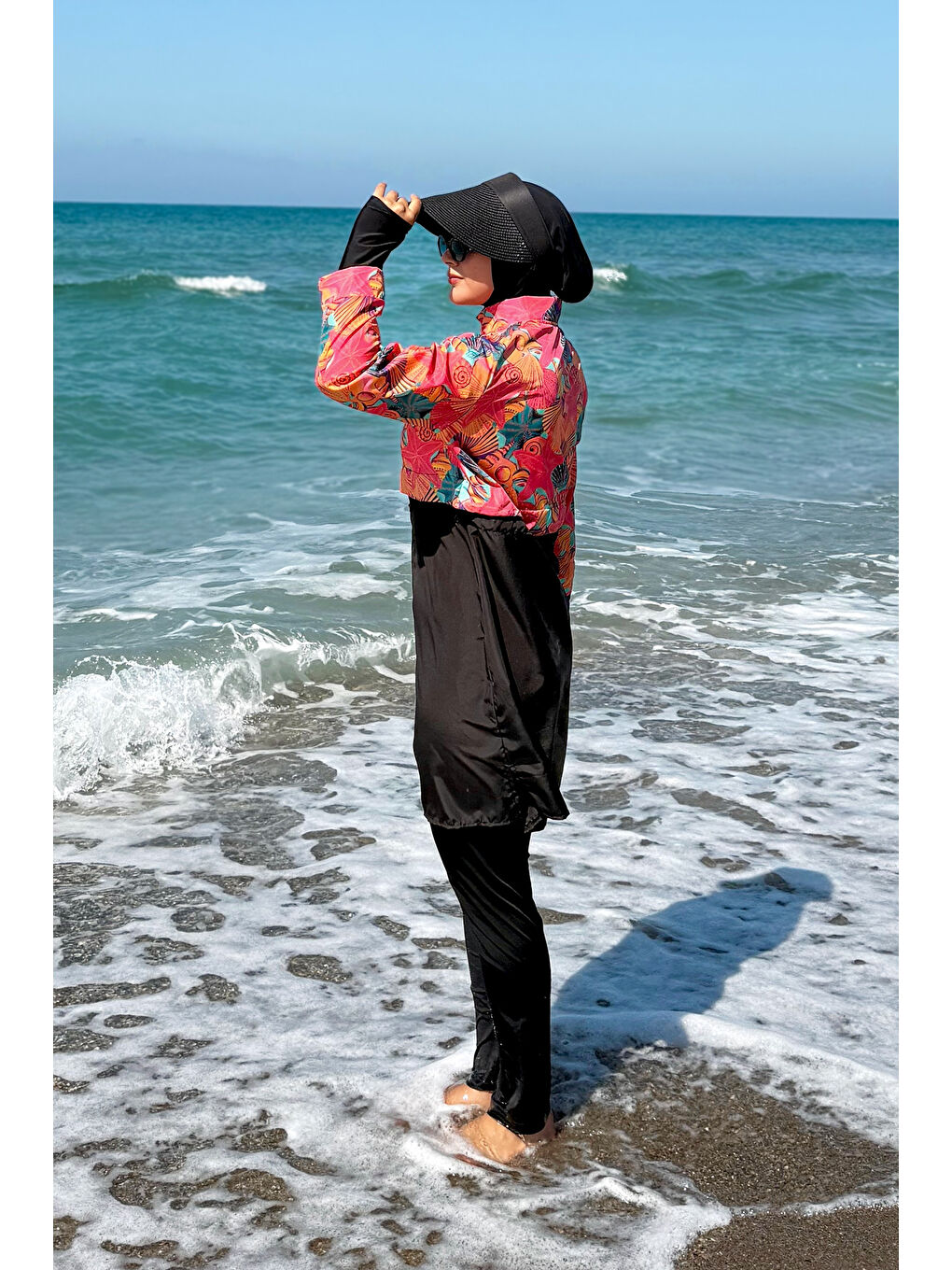 Turuncu Tam Kapalı Tesettür Mayo Hale R2503-8