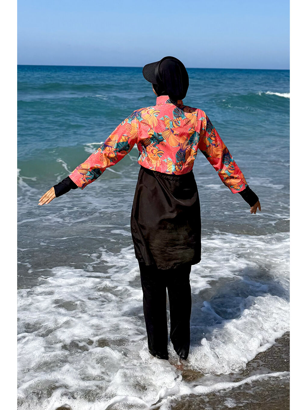 Turuncu Tam Kapalı Tesettür Mayo Hale R2503-10