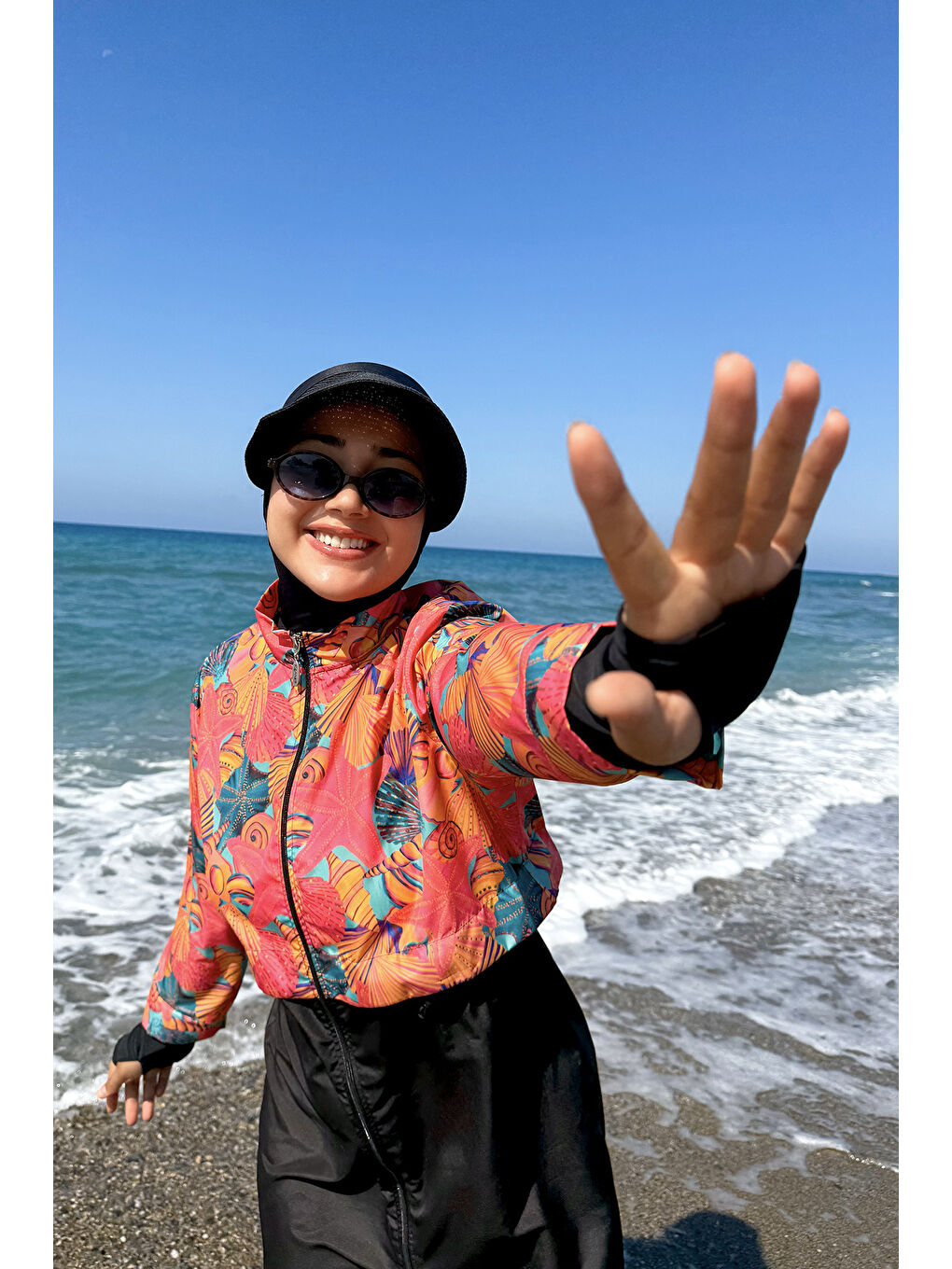 Turuncu Tam Kapalı Tesettür Mayo Hale R2503-12