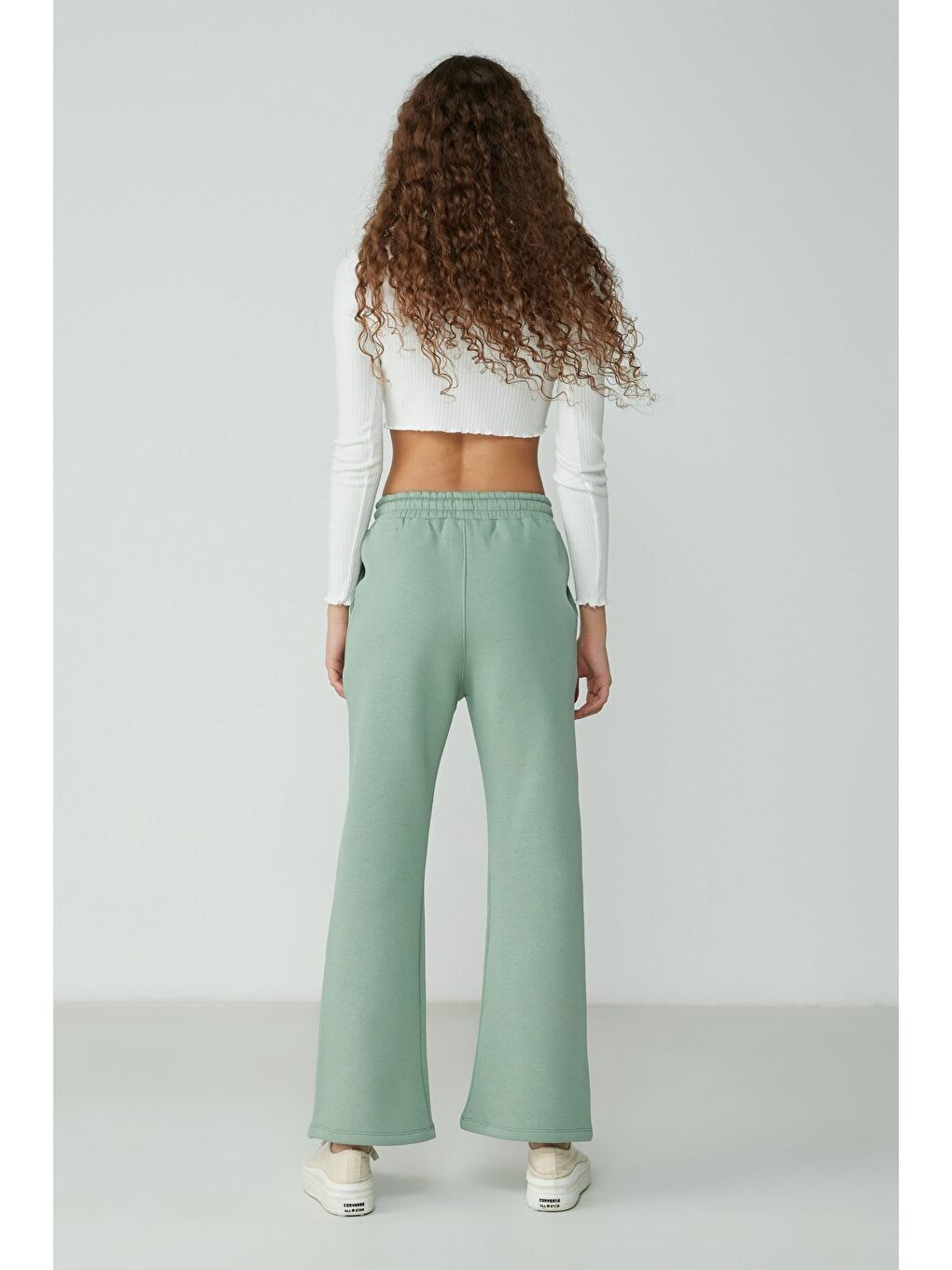 Wide Leg İspanyol Paça Eşofman Altı 904 Fıstık Yeşil-2