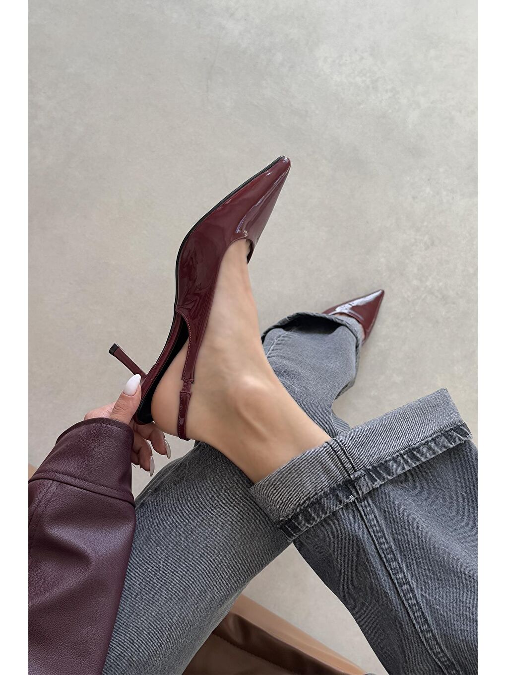 Raye Kadın Topuklu Rugan Ayakkabı Bordo-1