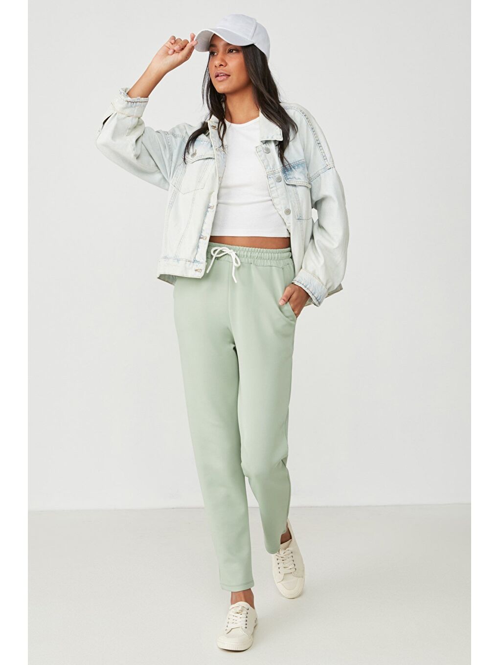 Düz Paça Eşofman Altı 801 Fıstık Yeşil