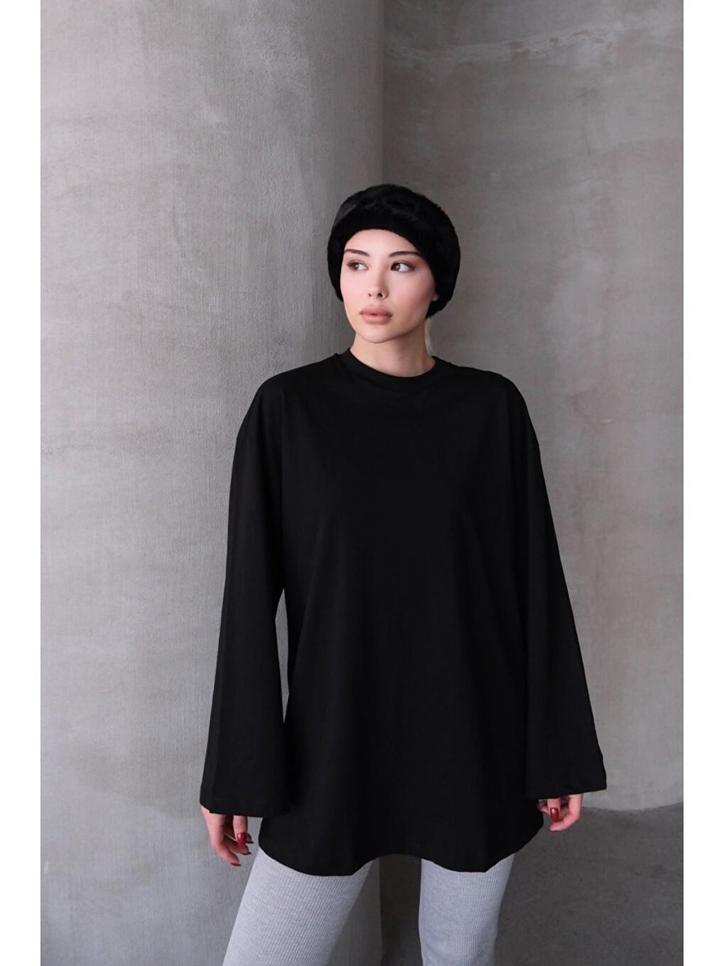 Geniş Kol Oversize 2'Li Paket T-Shirt 964 Siyah/Ekru-1