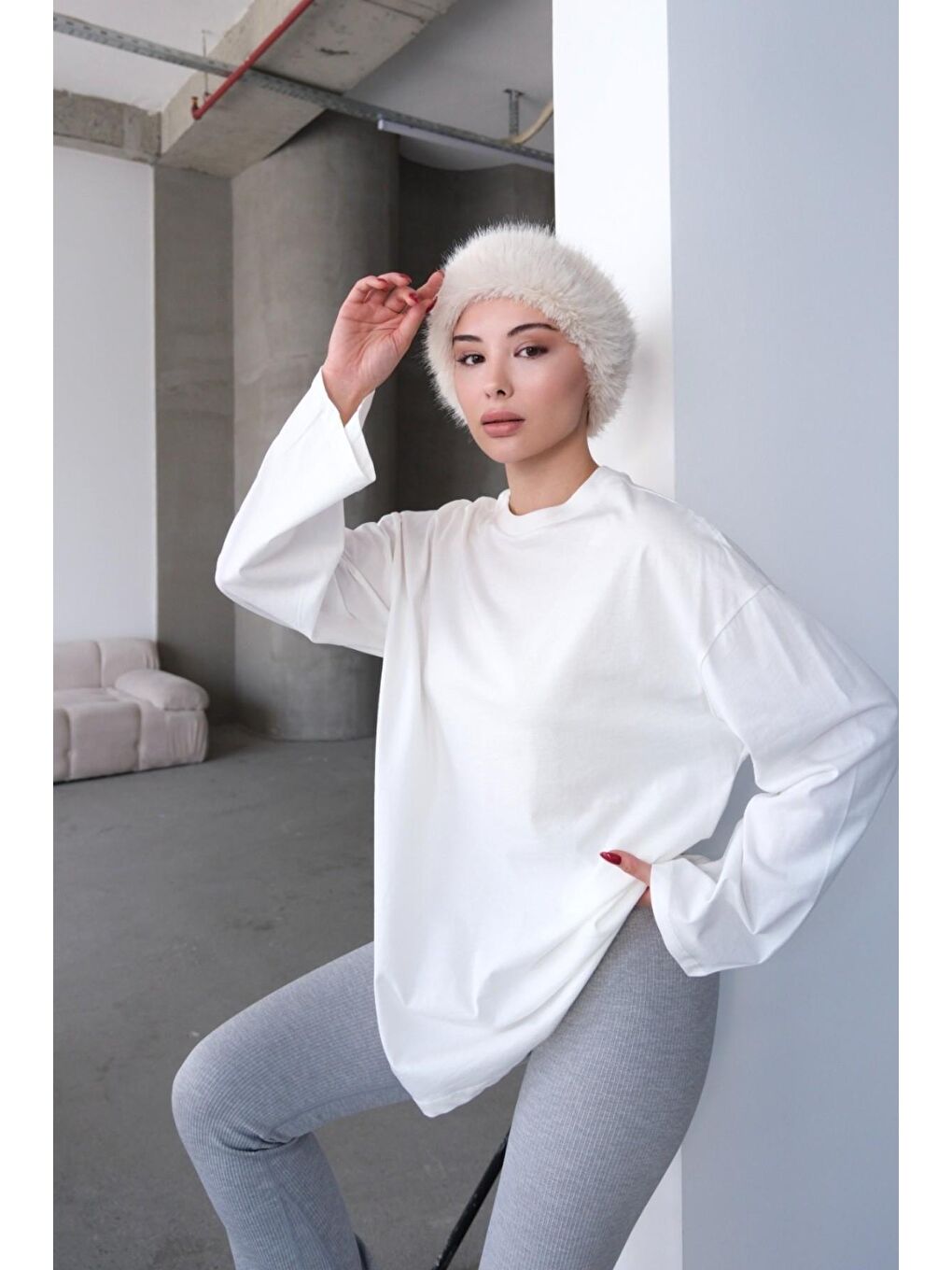 Geniş Kol Oversize 2'Li Paket T-Shirt 964 Siyah/Ekru-10