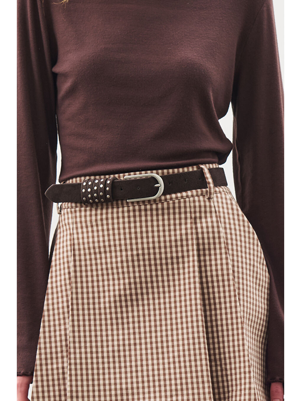 Zımba Detaylı Kemer Kahverengi-1