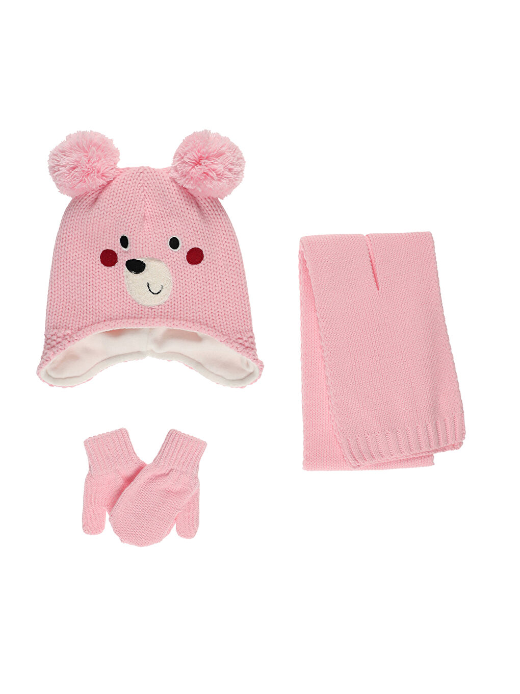 Panço Pembe Kız Çocuk Atkı Bere Set - 2