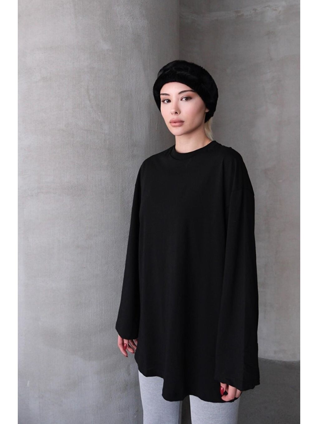 Geniş Kol Oversize 2'Li Paket T-Shirt 964 Siyah/Ekru-4