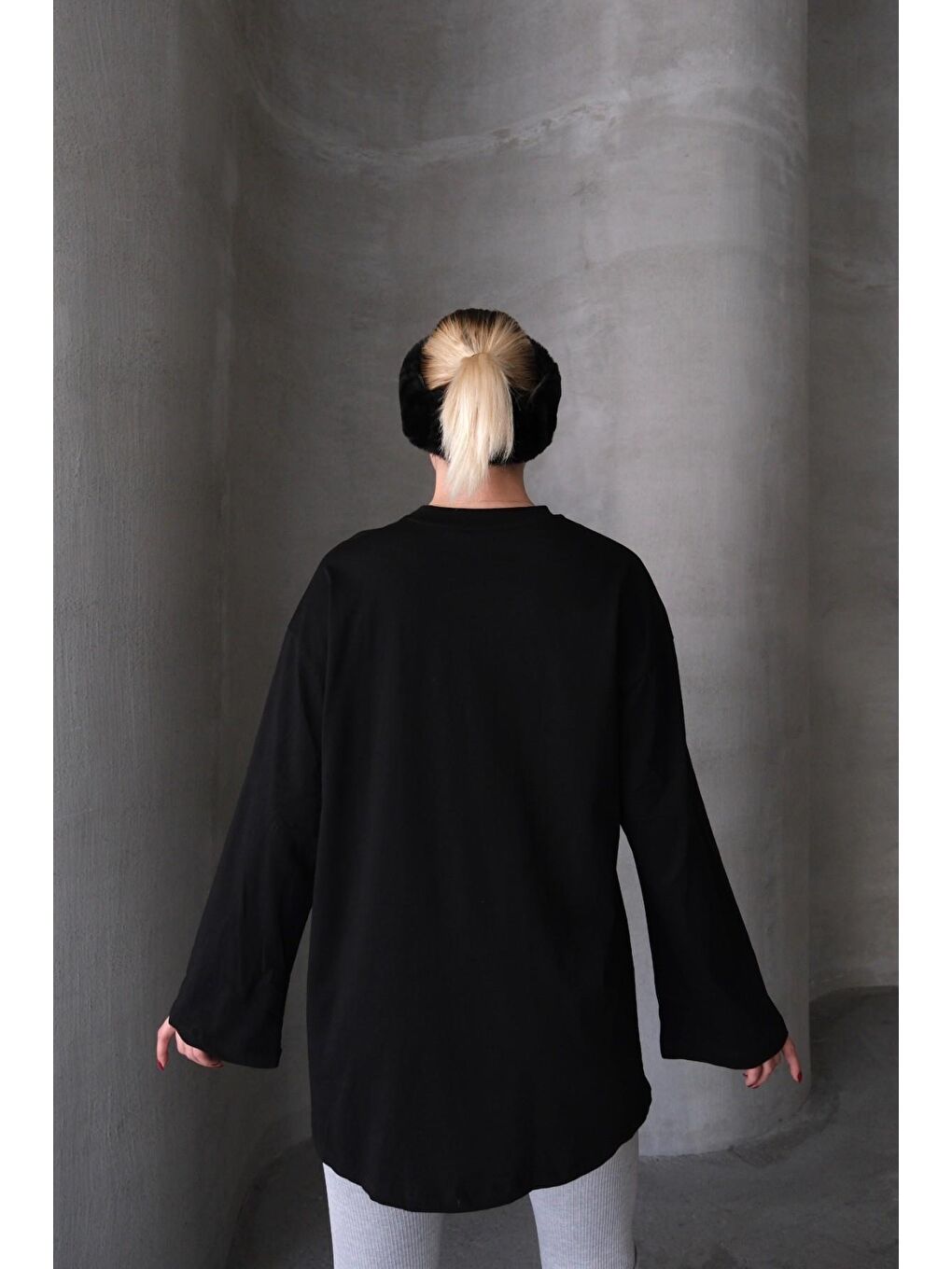 Geniş Kol Oversize 2'Li Paket T-Shirt 964 Siyah/Ekru-6