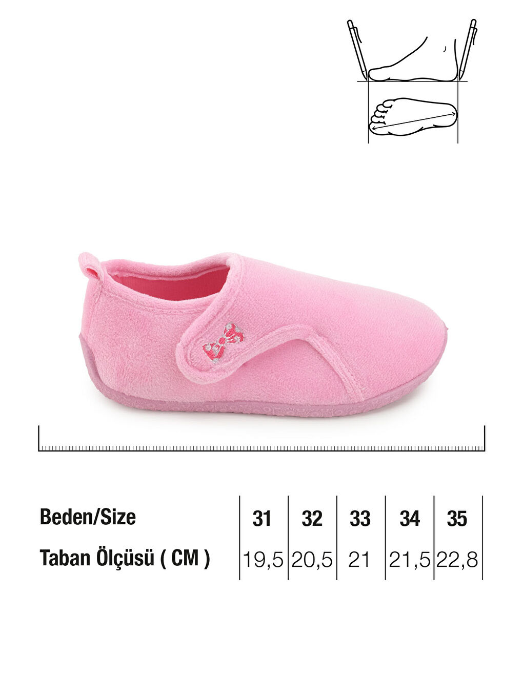 Pembe Kız Çocuk Kışlık PVC Rahat Taban Cırt Cırtlı Ayarlanabilir Ev Okul Kreş Panduf Ayakkabı-1