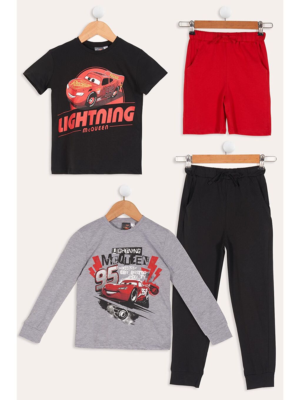 4'Lü Mcqueen Baskılı Tshirt Şort Pantolon Siyah Takım-4