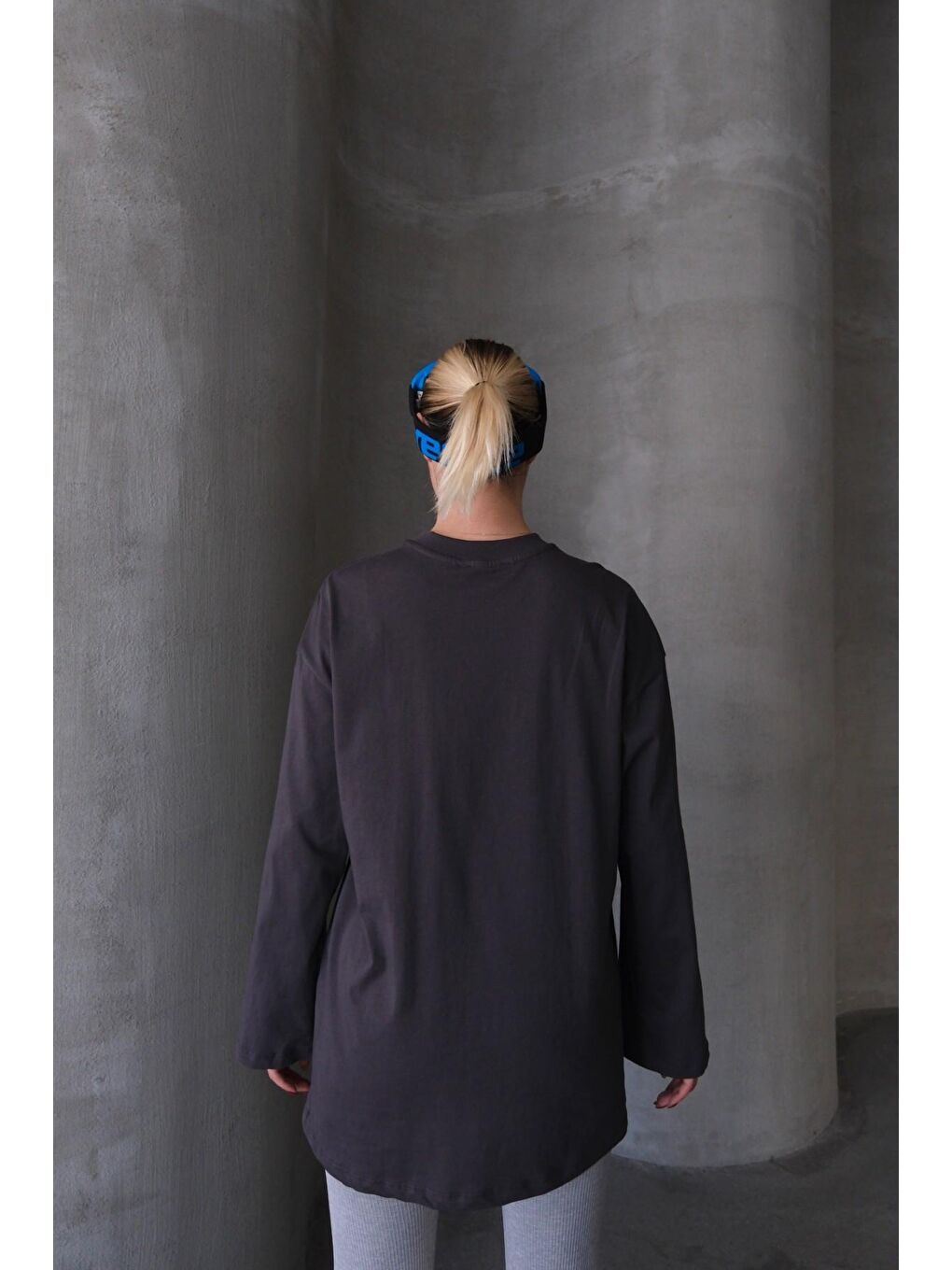 Gri Geniş Kol Oversize 2'Li Paket T-Shirt 964 Füme/Kahverengi-6