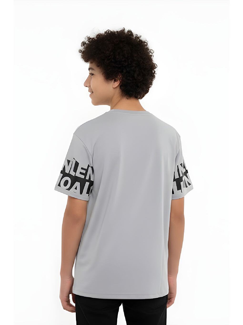 Gri Erkek Çocuk T-Shirt--Geniş Kalıp-Yazı Baskılı-12-16 Yaş 12527-2