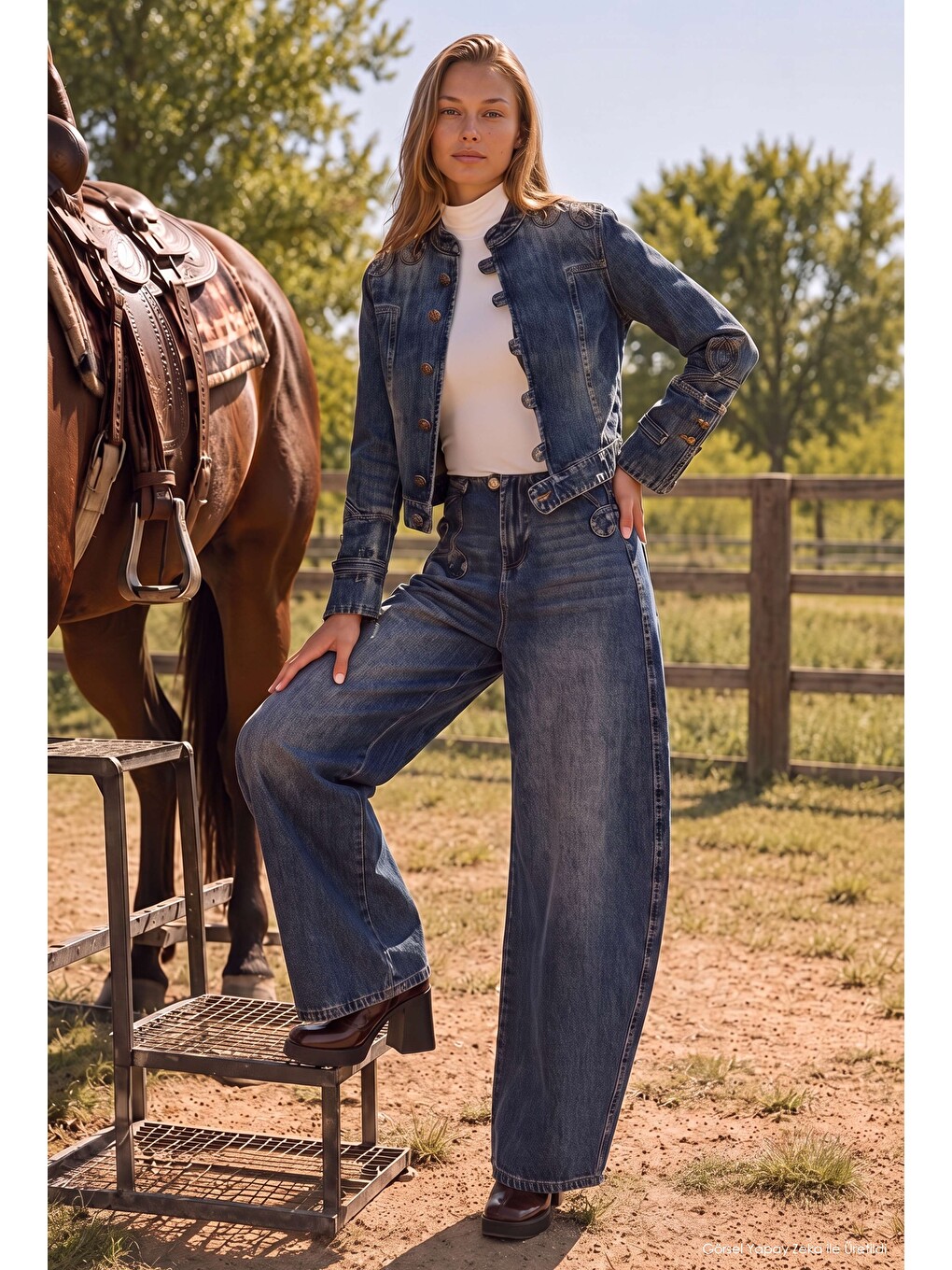 Mavi Kadın Koyu Jean 4w6-8 Barrel Fit Bol Kesim Nakış Detaylı Tasarım Denim Jean-3