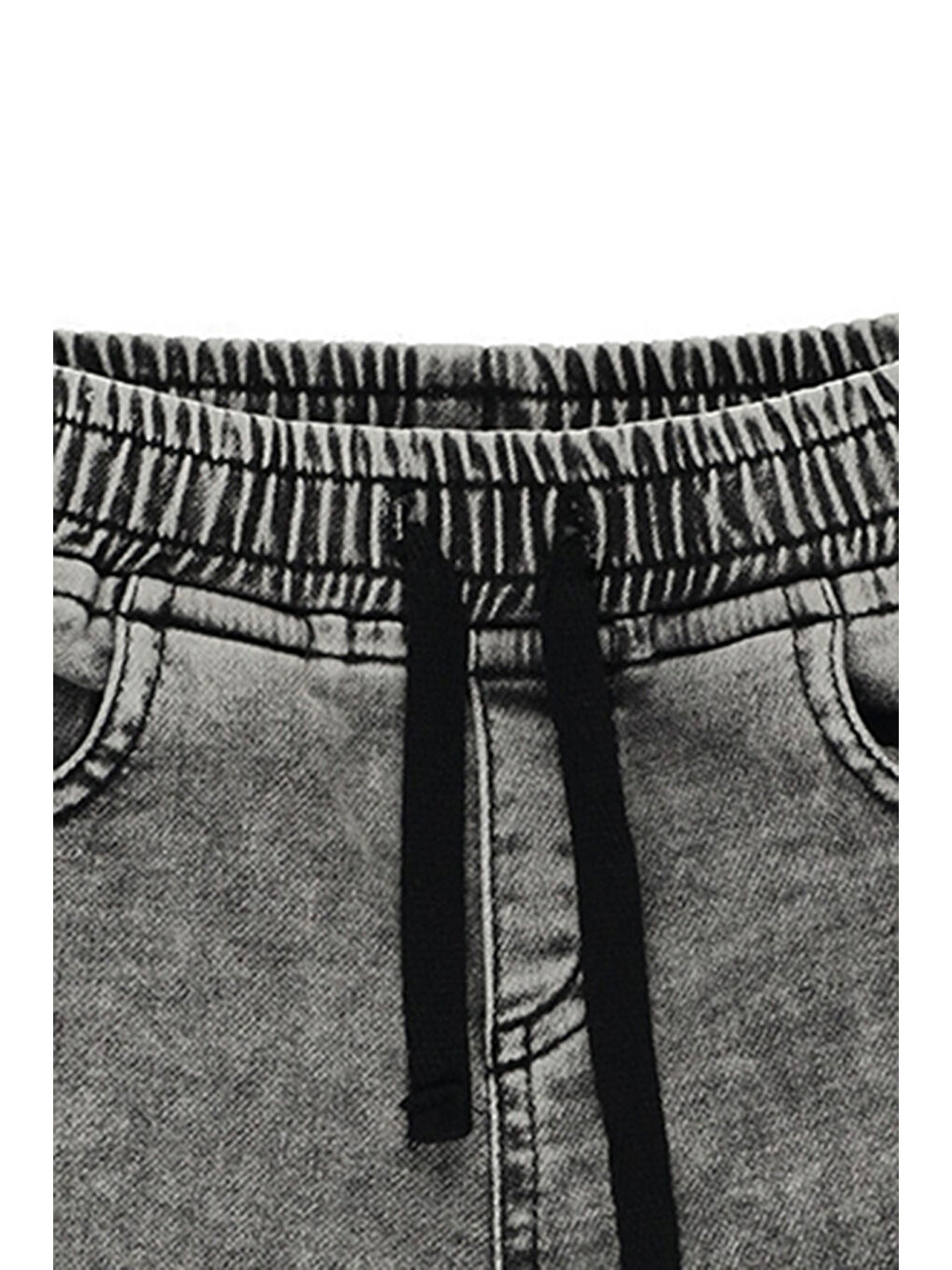 Erkek Bebek Beli Lastikli Siyah Jean Şort-2