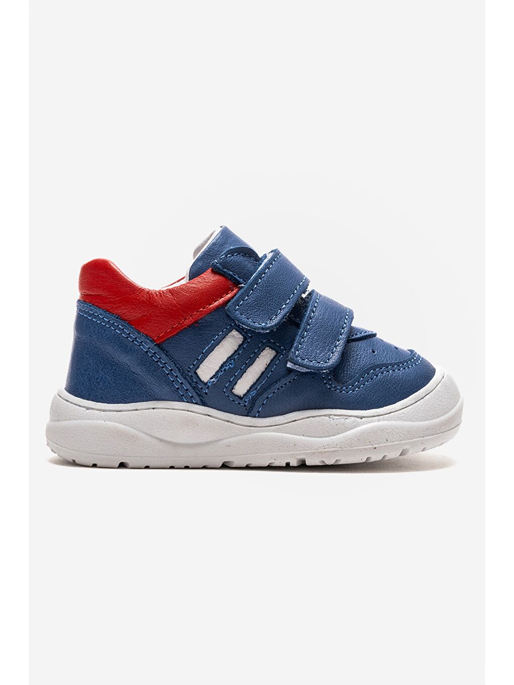 Mavi Unisex Bebek Jean Krem Hakiki Deri Günlük İlk Adım Ayakkabı-3