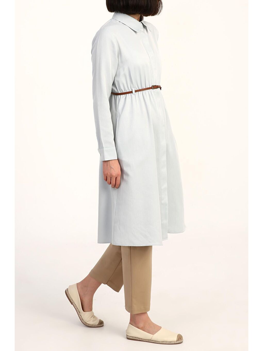 Açık Mavi Kemerli Gömlek Tunik-2