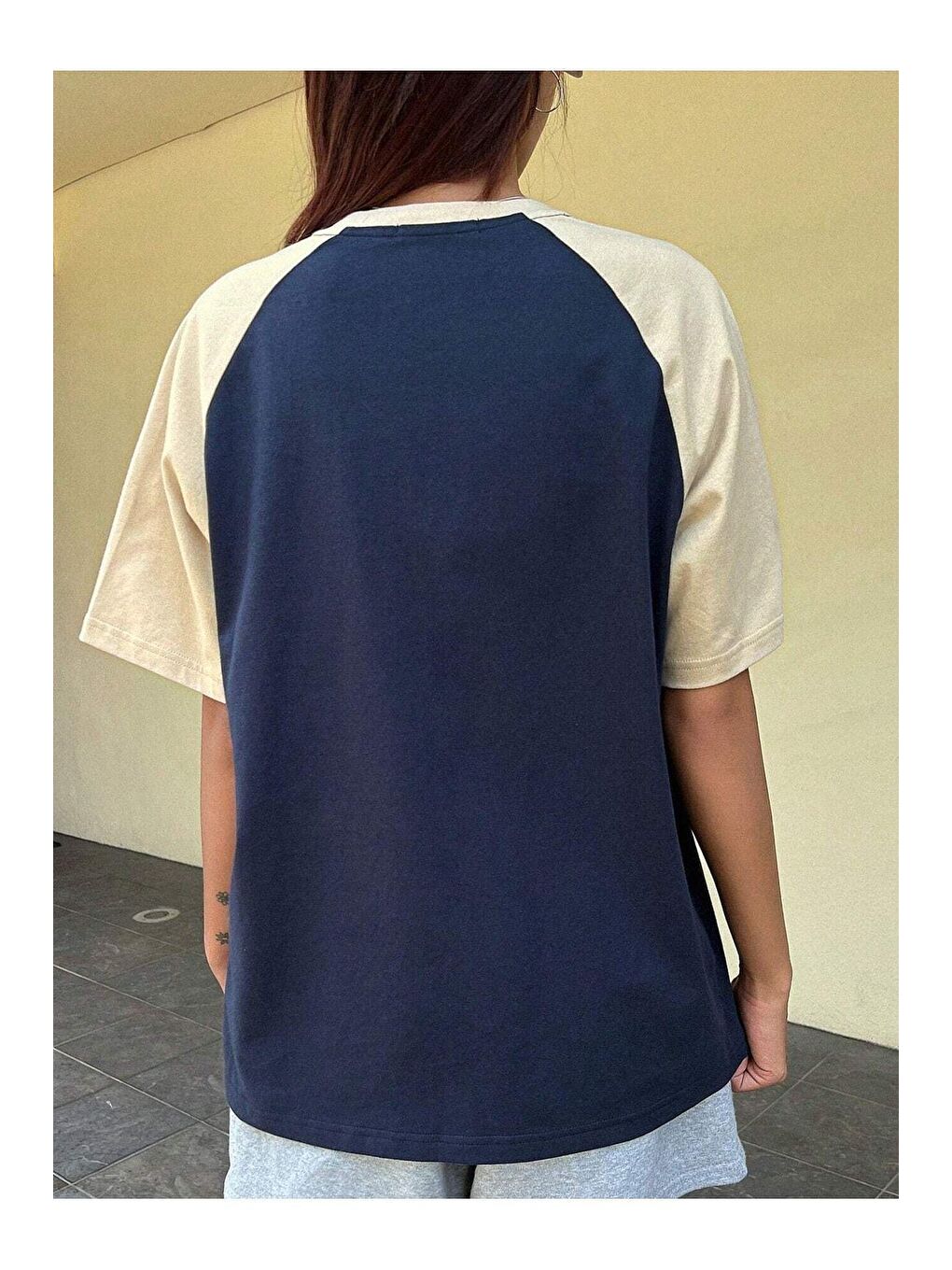 Lacivert Kadın LaciBej Best Time Baskılı Oversize Tişört-1