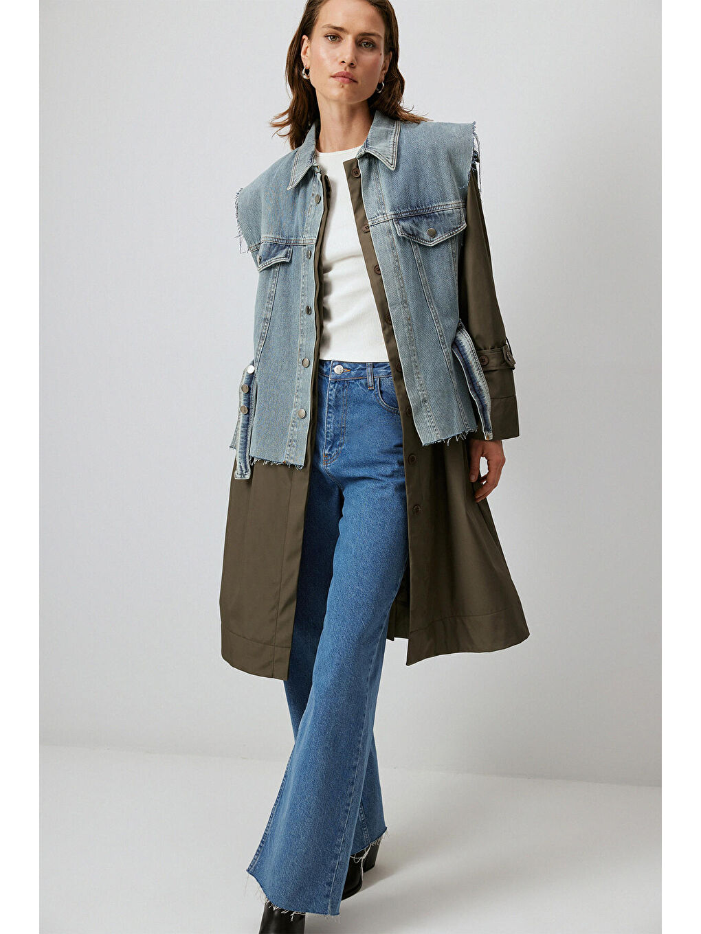 Haki DENİM GARNİLİ TRENÇKOT-1