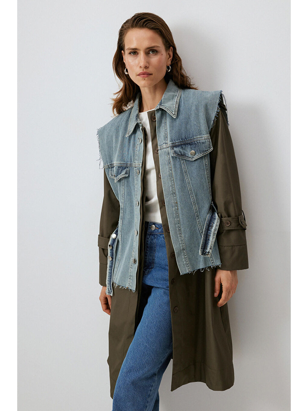 Haki DENİM GARNİLİ TRENÇKOT-2