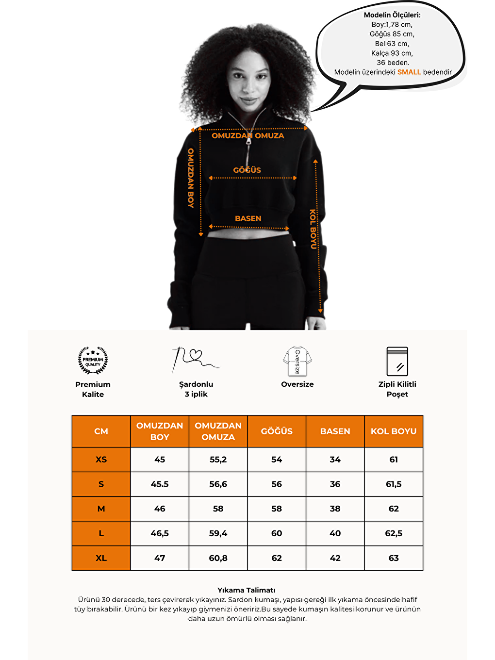 Crop Dik Yaka Yarı Fermuarlı Şardonlu Kadın Sweatshirt Vibe Gri-6