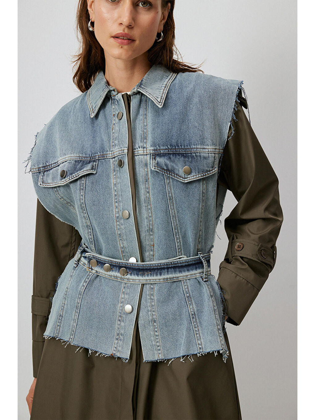 Haki DENİM GARNİLİ TRENÇKOT-4