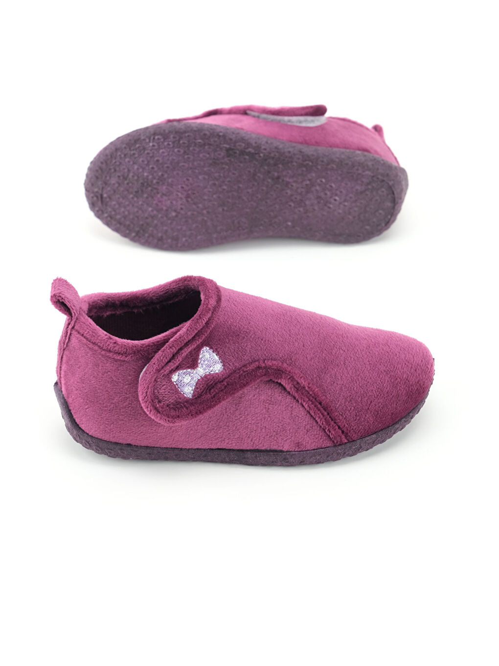 Mor Kışlık Kız Çocuk PVC Rahat Taban Cırt Cırtlı Ayarlanabilir Ev Okul Kreş Panduf Ayakkabı-4