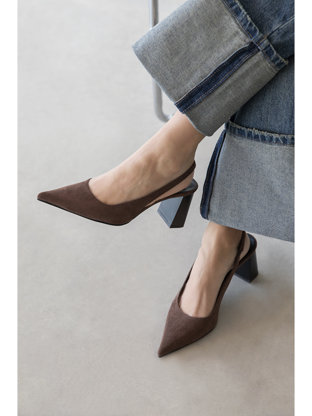 Kahverengi Vera Kadın Süet Topuklu Ayakkabı Kahve