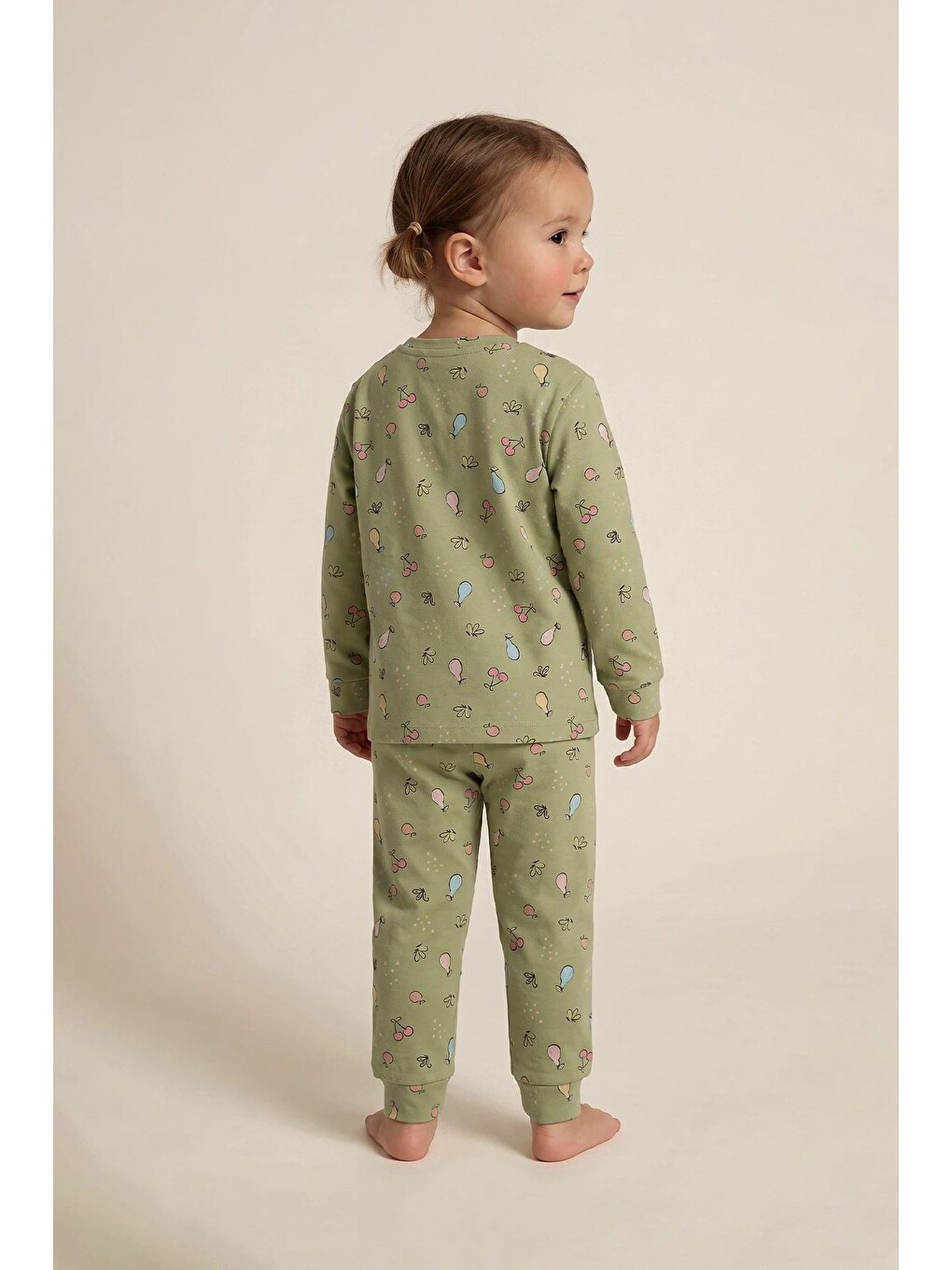 Haki Fruit Patterned Kız Çocuk Pijama Takımı-1