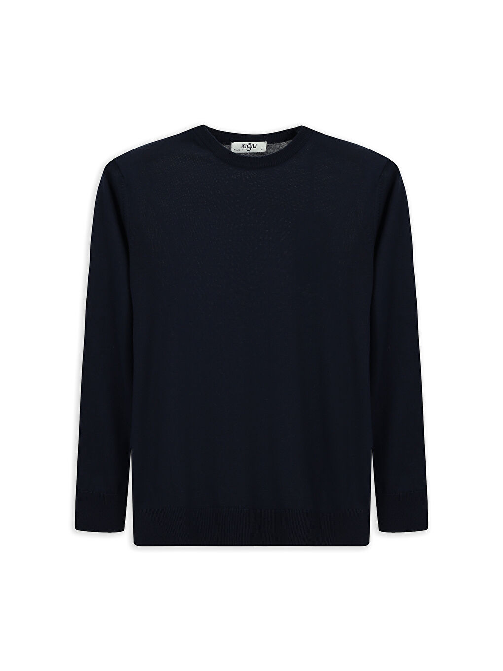 Lacivert Bisiklet Yaka Regular Fit Yünlü Triko Kazak