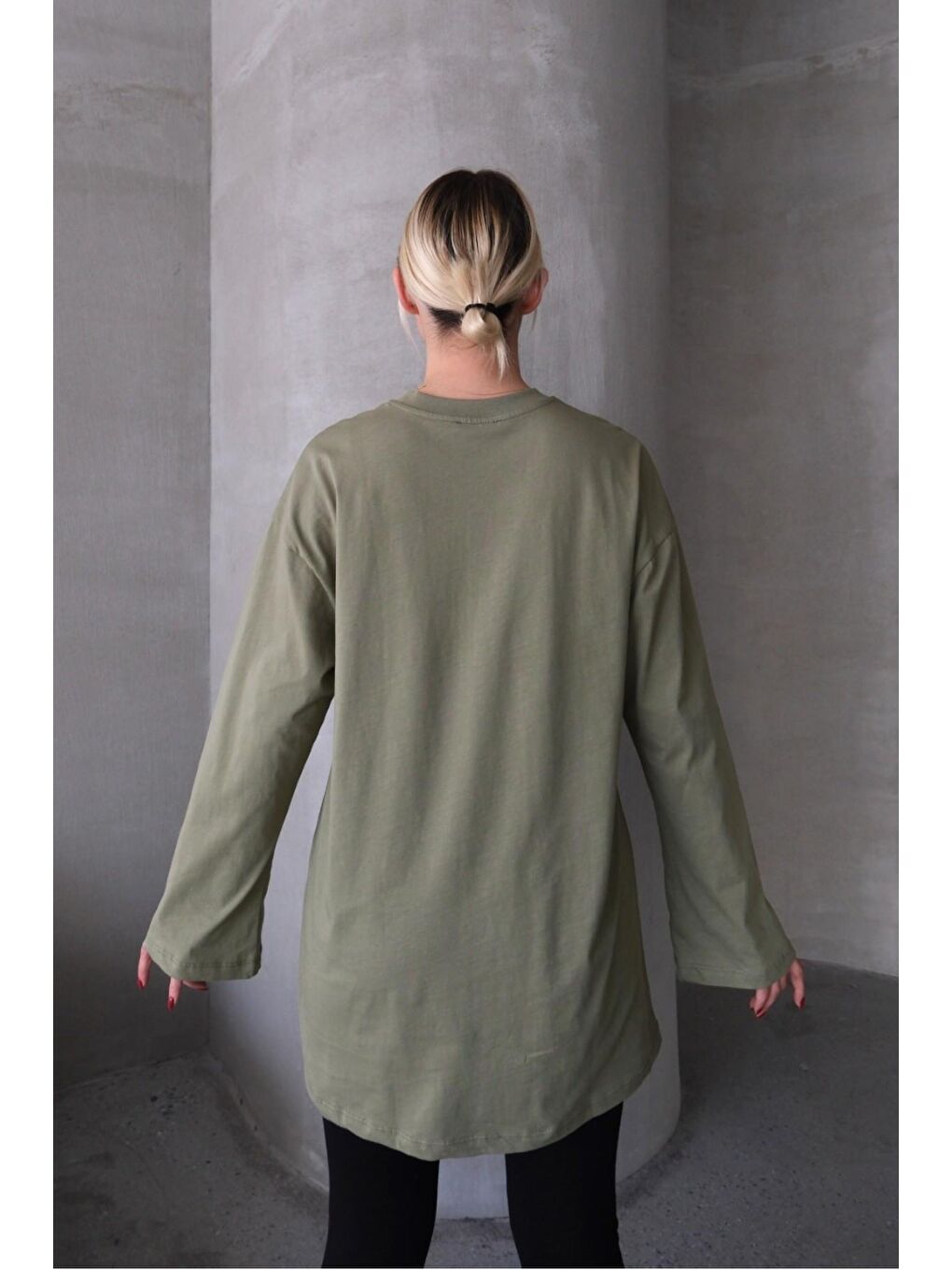 Geniş Kol Oversize 2'Li Paket T-Shirt 964 Haki/Bej-7