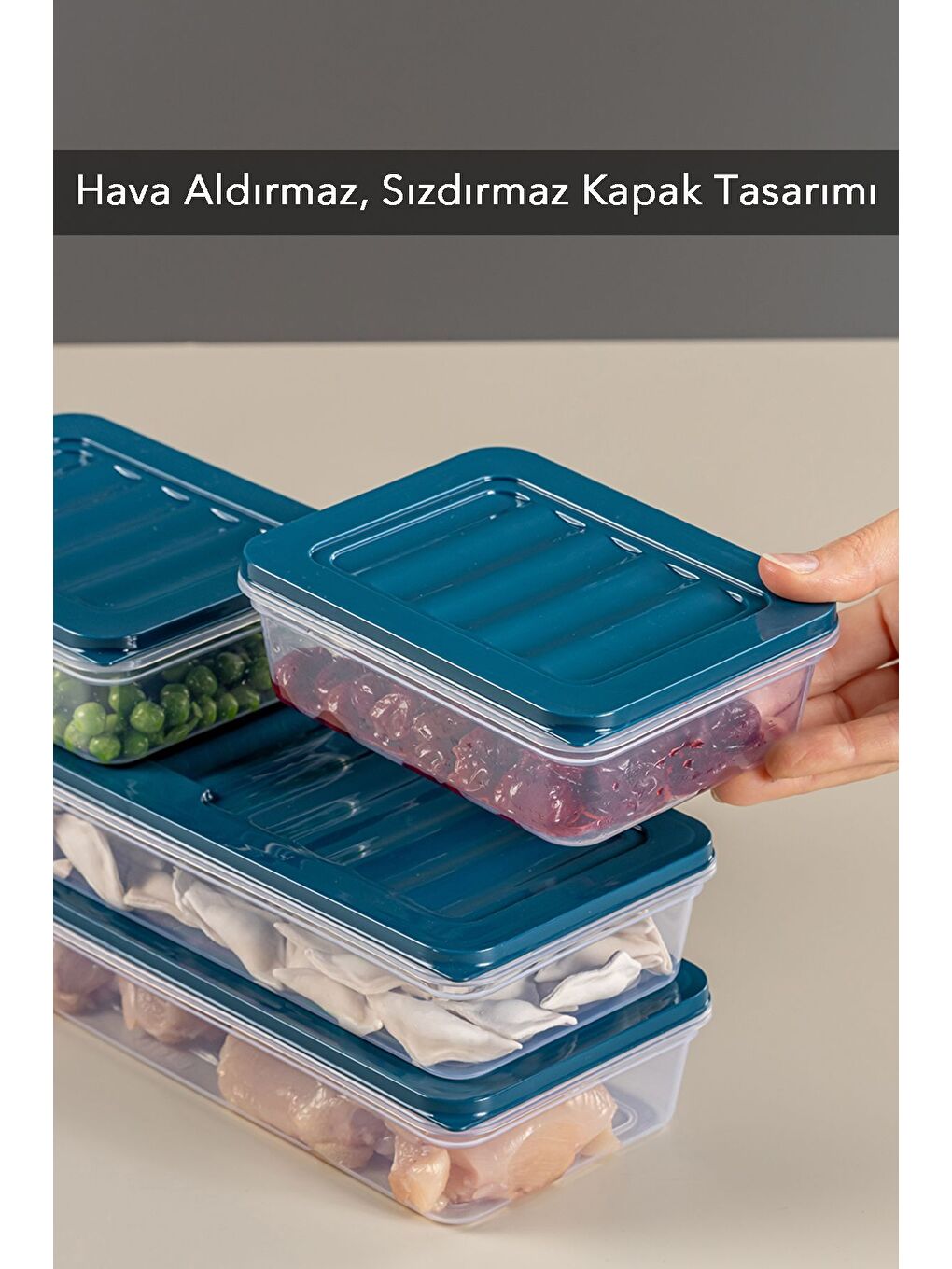 Mavi 4'lü Saklama Kabı Petrol 2 x 1170 ml 2 x 600 ml-3