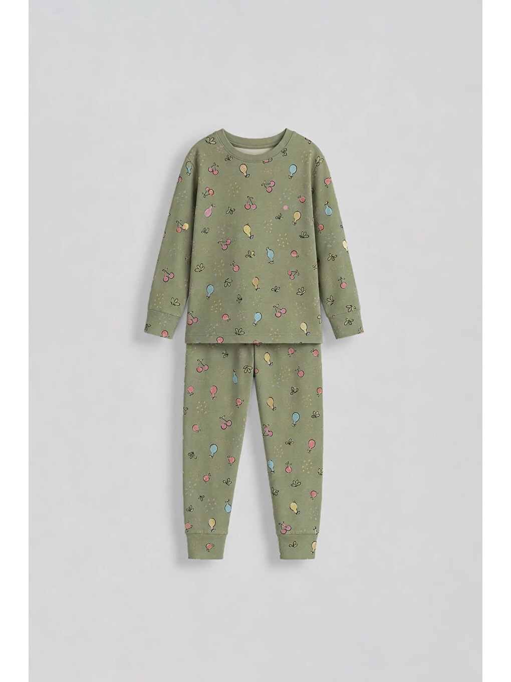 Haki Fruit Patterned Kız Çocuk Pijama Takımı-7