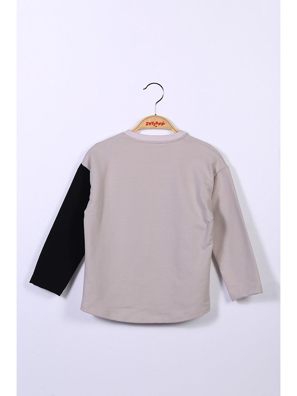 Bej Erkek Çocuk Renk Bloklu Sweatshirt-2