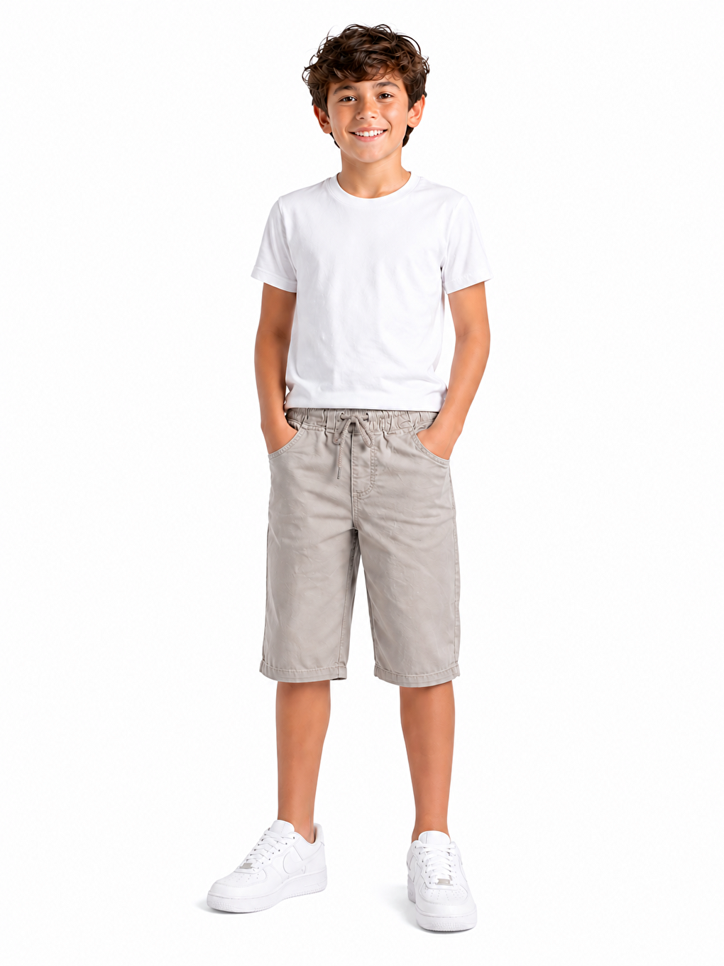Bej Kids Haki Beli Lastikli Erkek Çocuk Şort