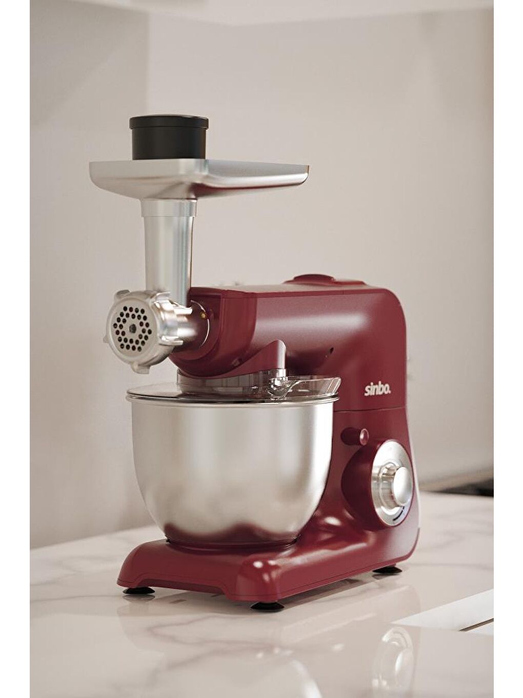 SMX-2775 Çok Amaçlı 3ın1 Mutfak Şefi Hamur Yoğurma Kıyma Makinesi Sürahi Blender 1500w Kırmızı-5