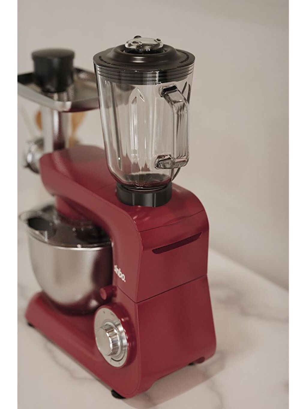 SMX-2775 Çok Amaçlı 3ın1 Mutfak Şefi Hamur Yoğurma Kıyma Makinesi Sürahi Blender 1500w Kırmızı-7