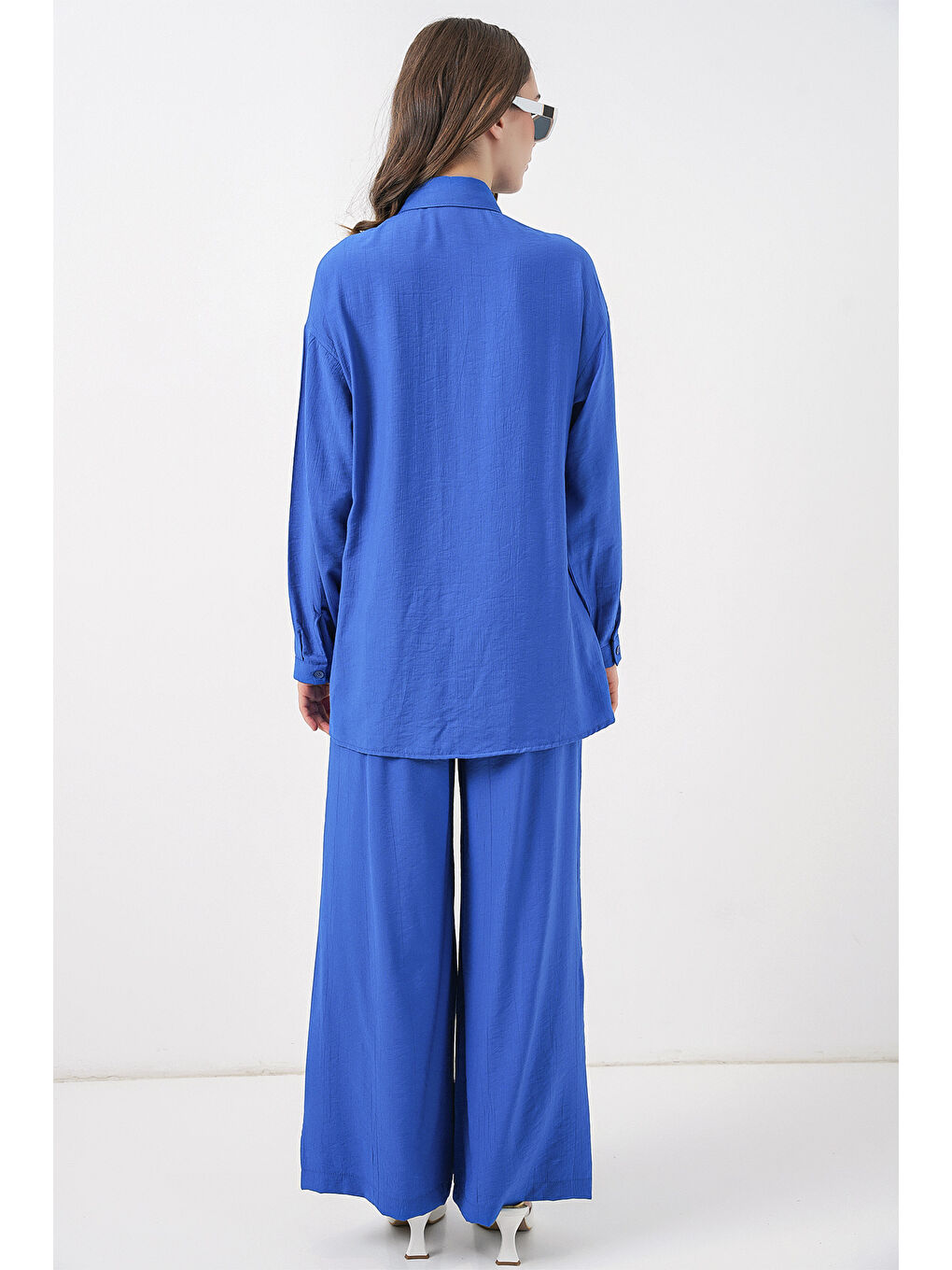 Mavi Kadın Bağcıklı Tunik Pantolon İkili Takım 6752 - Saks-4