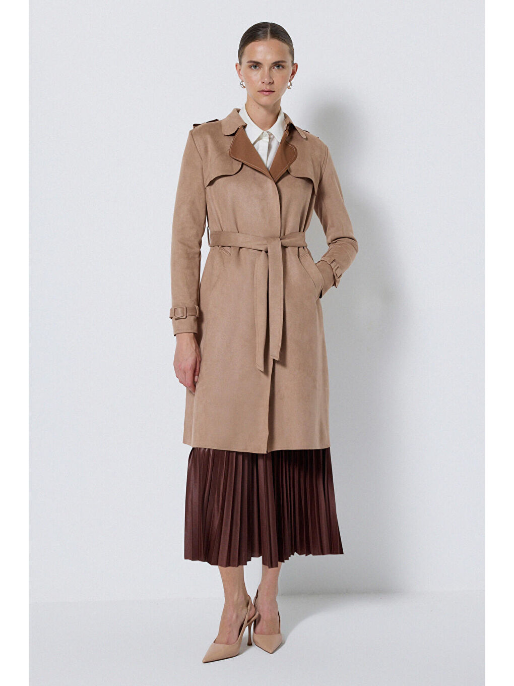Bej SÜET TRENÇKOT