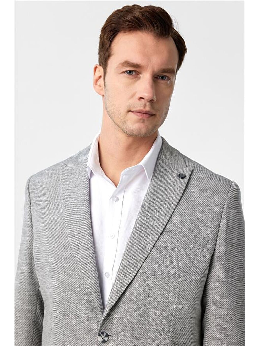 Antrasit Regular Desenli Sivri Yaka 6 Drop Ceket-2