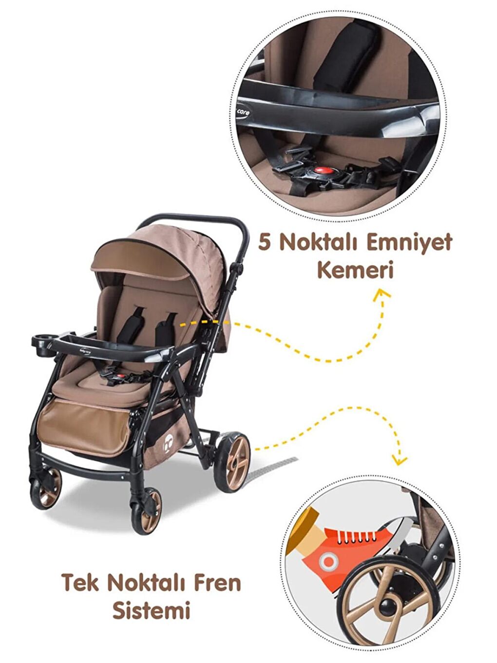 Babycare Kahverengi Combo Maxi Pro Çift Yönlü Bebek Arabası Kahverengi - 3