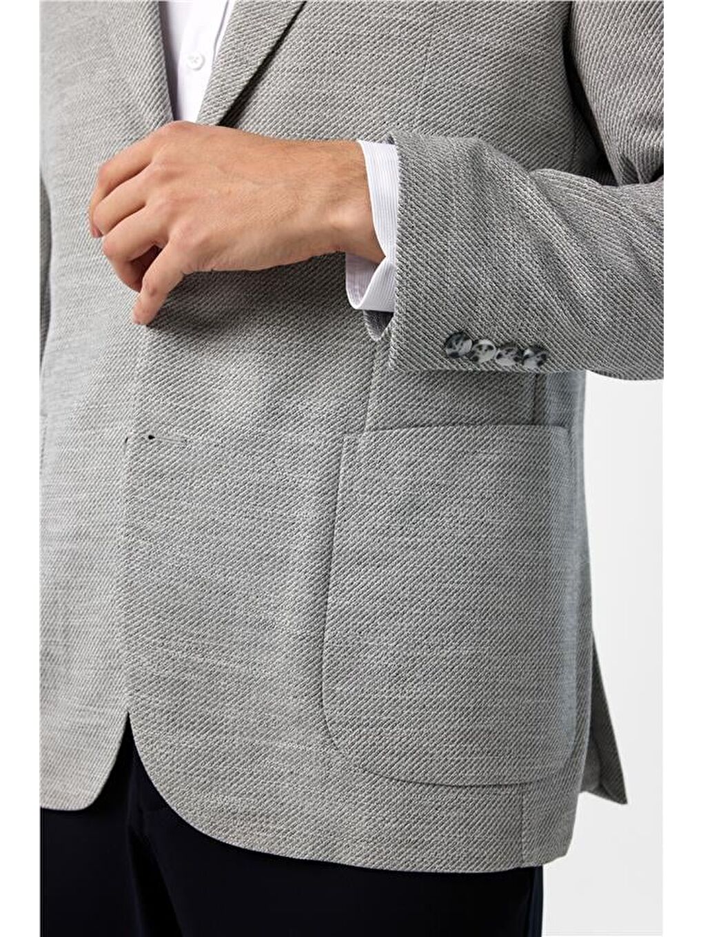 Antrasit Regular Desenli Sivri Yaka 6 Drop Ceket-3