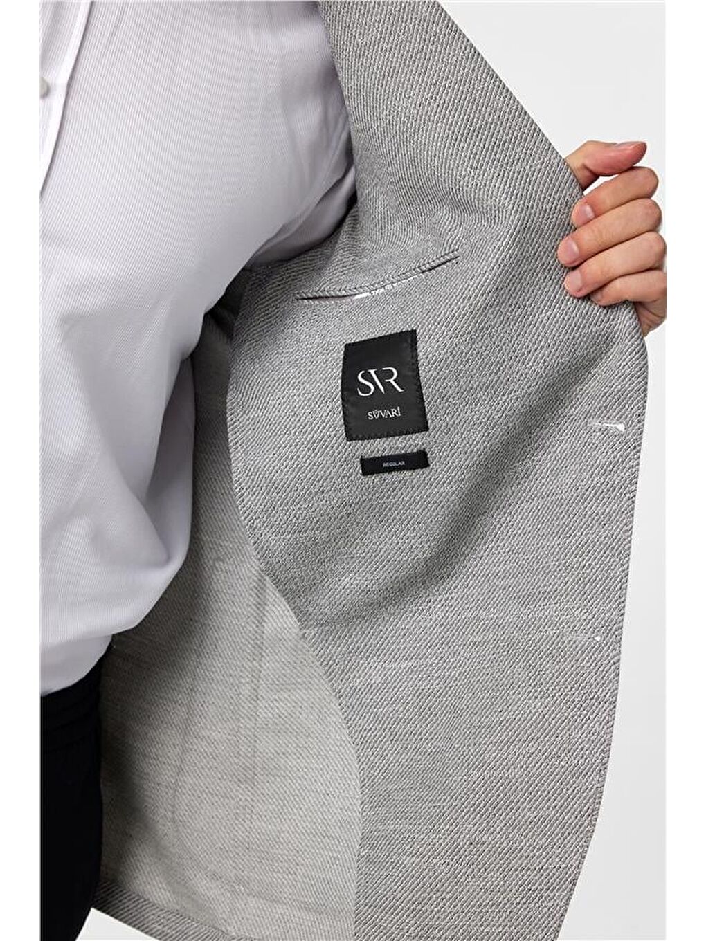 Antrasit Regular Desenli Sivri Yaka 6 Drop Ceket-5