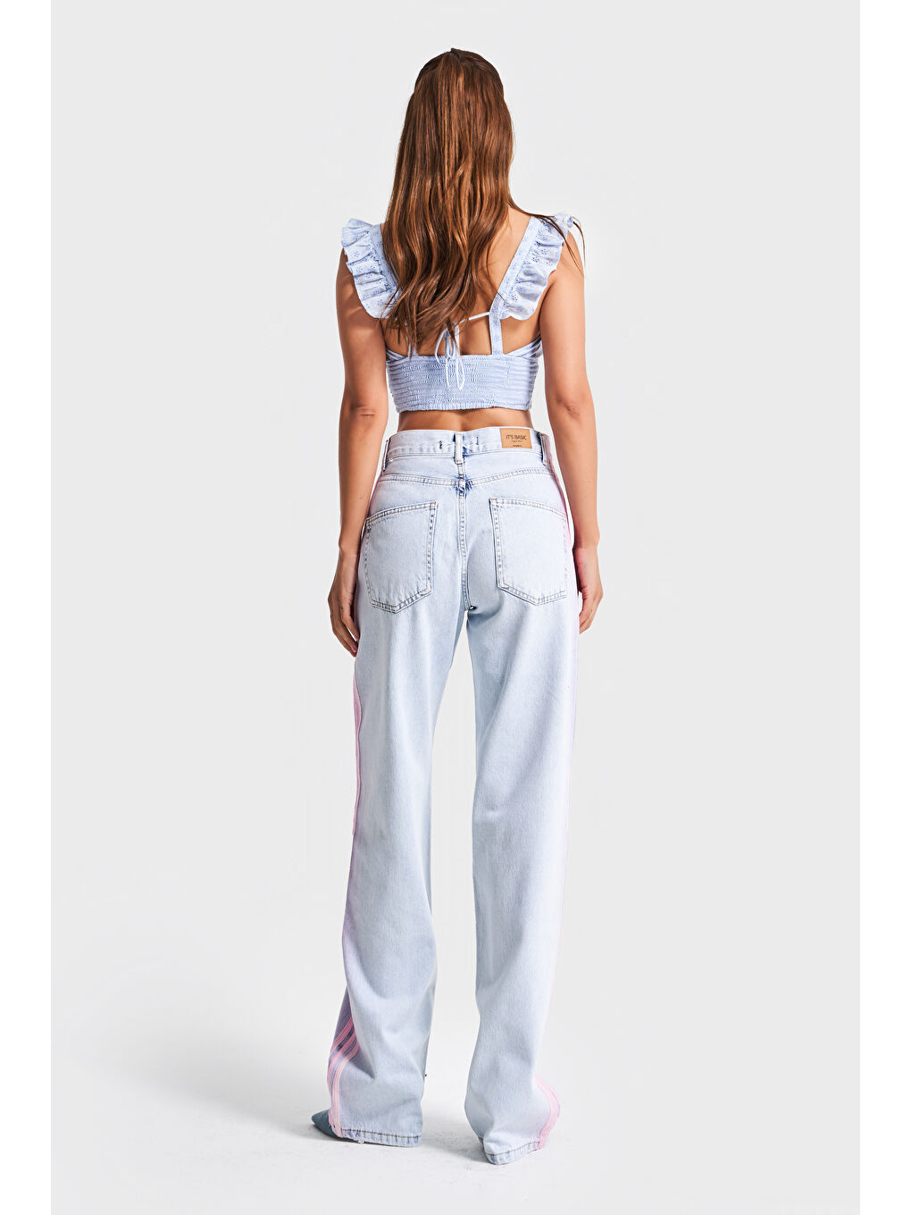 Mavi Kadın Jean Rengi 4s5-100 Neon Şerit Detaylı Loose Fit %100 Pamuk Tasarım Denim Jean-3