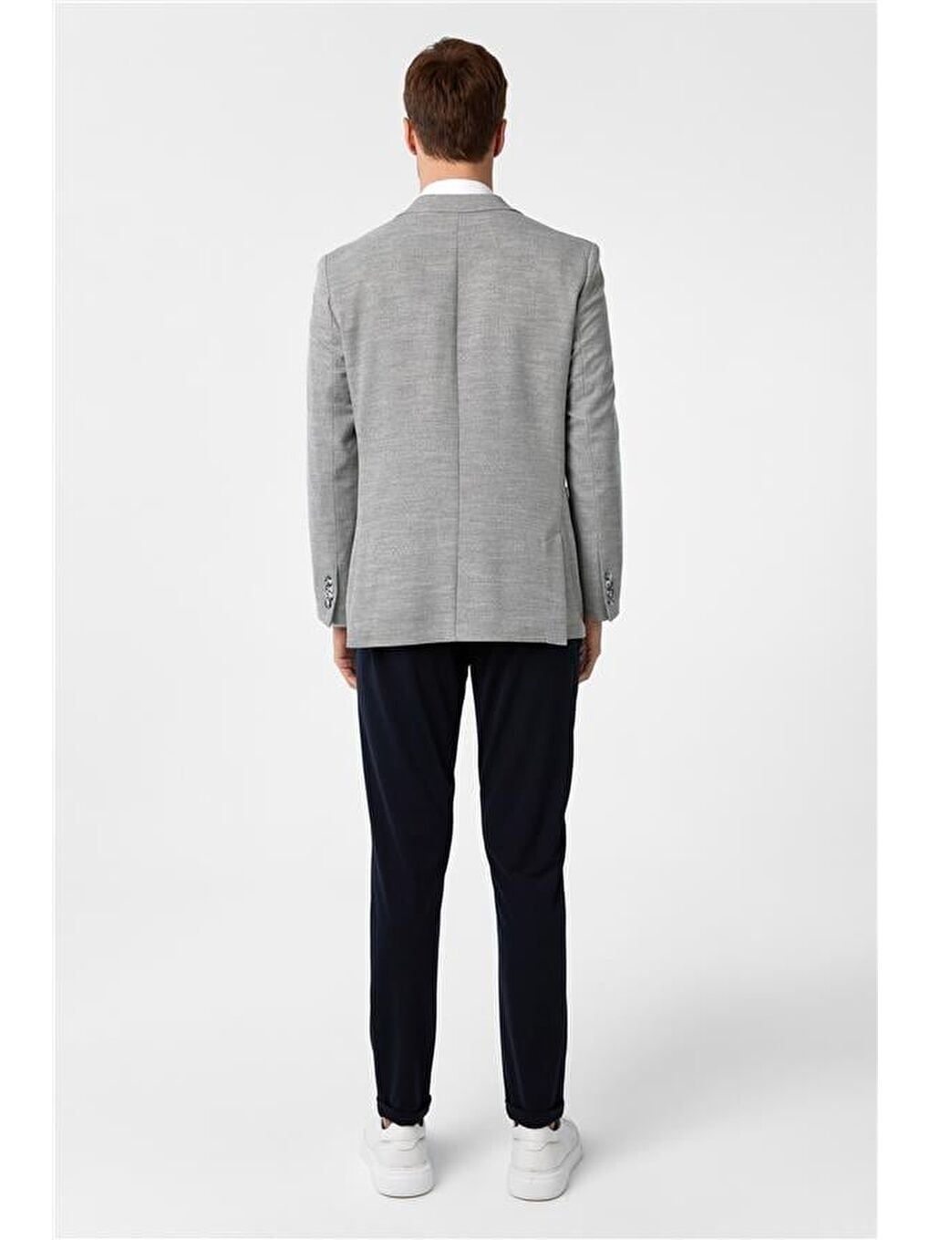 Antrasit Regular Desenli Sivri Yaka 6 Drop Ceket-6